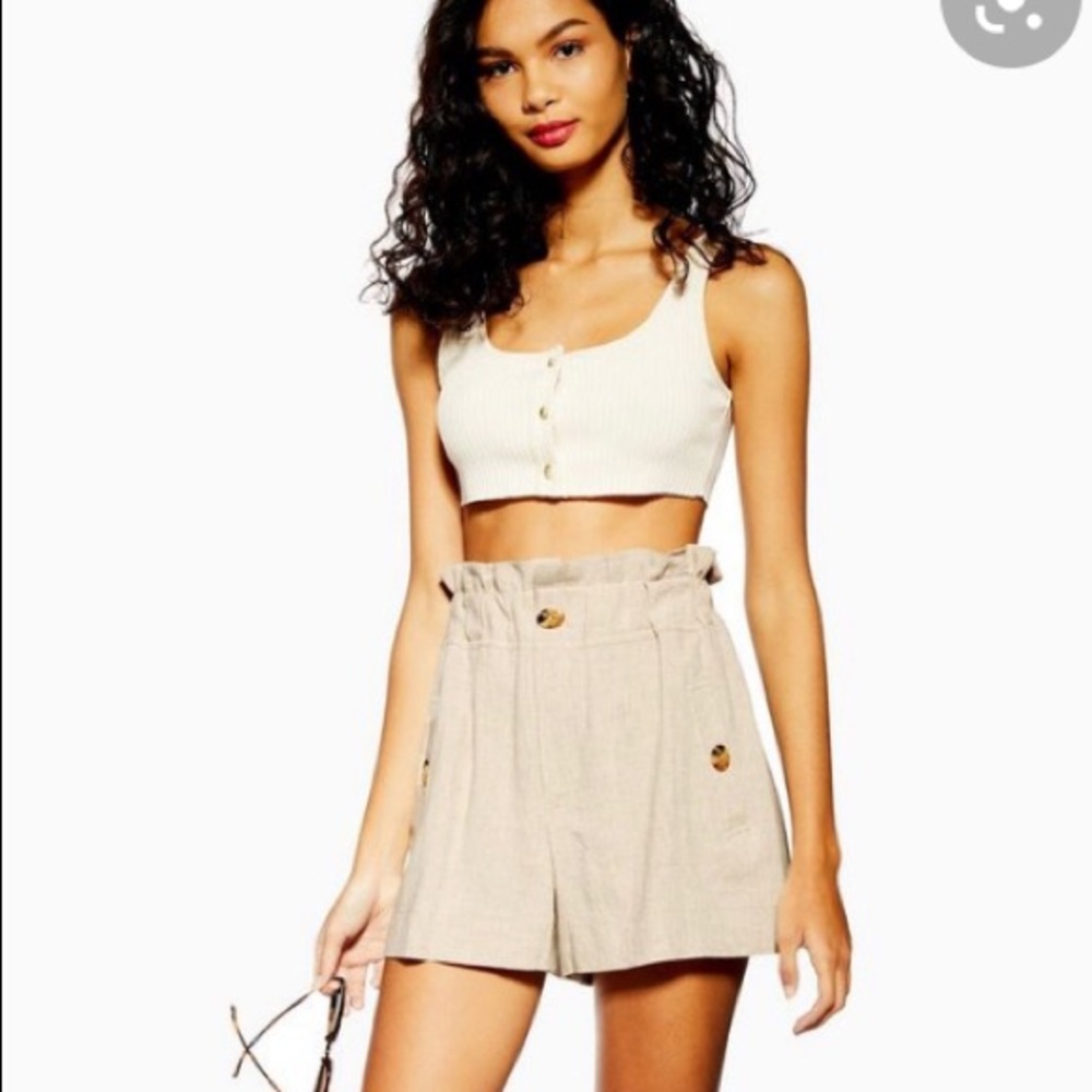 Topshop paper bag linen shorts